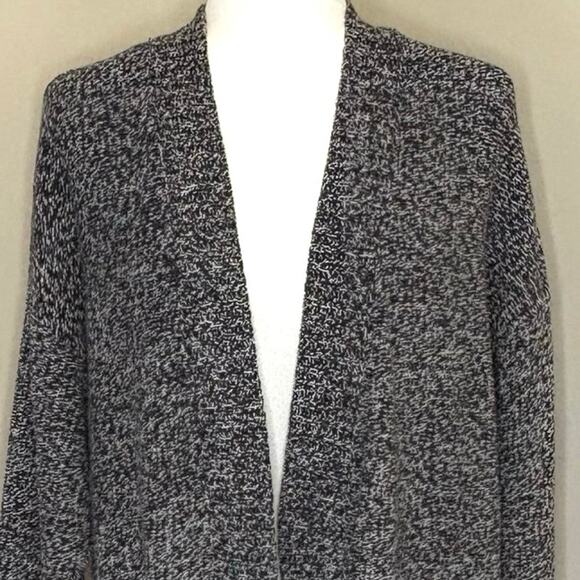 American Eagle Marled Knit Open Cardigan Women's L Black & White - Picture 2 of 13